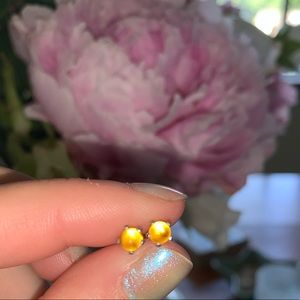 Sterling Amber Stud Earrings